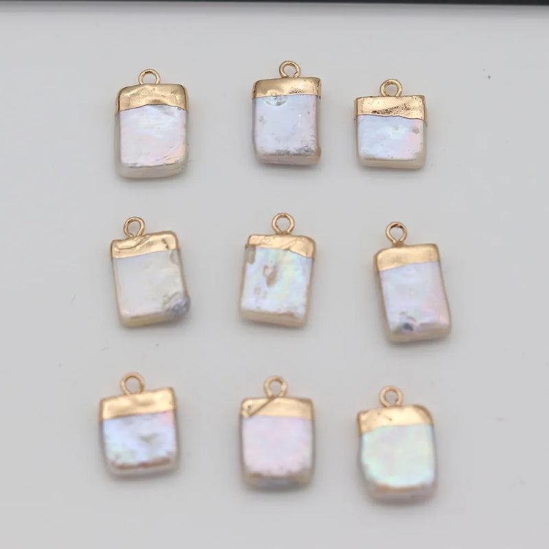 Natural Pearl Rectangle Pendant Beads for DIY Jewelry