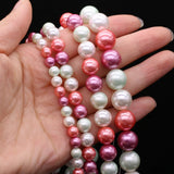Natural Pink Shell Beads 6mm/8mm/10mm/12mm For DIY Jewelry Making
