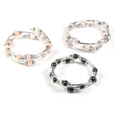 Natural Pearl Round Zinc Alloy Tori Three Ring Bead Bracelet