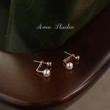 Natural Pearl S925 Silver Stud Earrings for Women