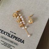 Pearl Tassel Asymmetric Earrings French Romantic Bell Flower Charm Jewelry