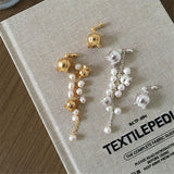 Natural Pearl Tassel Asymmetric Earrings Romantic Bell Flower Charm