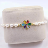 Pearl Evil Eye Bracelet Heart/Hand/Flower Weave Freshwater Pearl Charm Bangle