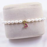 Pearl Evil Eye Bracelet Heart/Hand/Flower Weave Freshwater Pearl Charm Bangle