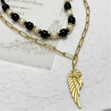 Natural Pearl Vintage Feather Pendant Necklace