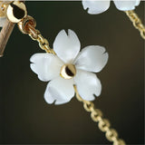 Natural Pearl Agate Earrings Ancient Style Women Ear Studs Shell Flower