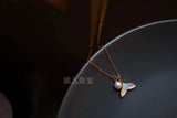 Pearl Mother-of-pearl Fishtail Pendant Necklace S925 Silver Gold-plated