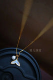 Pearl Mother-of-pearl Fishtail Pendant Necklace S925 Silver Gold-plated