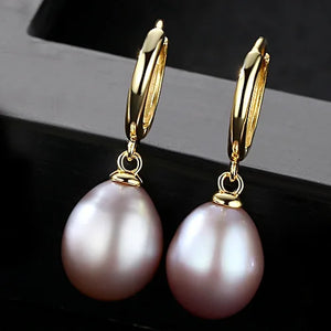 Natural Pearl 925 Silver Earrings Freshwater Pearl Ear Buckles