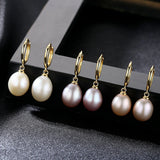 Natural Pearl 925 Silver Earrings Freshwater Pearl Ear Buckles