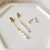 Vintage Natural Pearls Drop Earrings 14K Filled Boho Tarnish Resist Jewelry