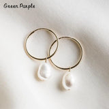 Natural Pearls Circle Earrings Brincos Minimalism Pendientes