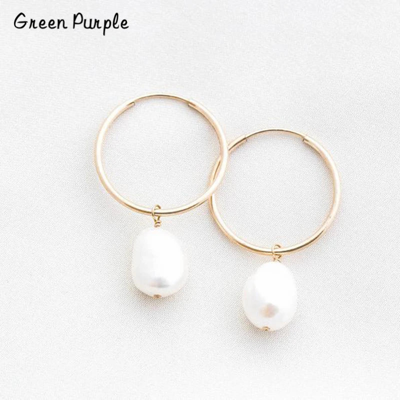 Natural Pearls Circle Earrings Brincos Minimalism Pendientes
