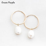 Natural Pearls Circle Earrings Brincos Minimalism Pendientes
