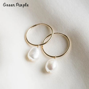 Natural Pearls Circle Earrings Brincos Minimalism Pendientes
