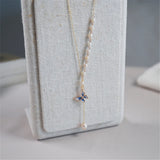 Natural Pearls Women Necklace Butterfly Pendant 925 Sterling Silver