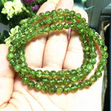 Natural Peridot Olivine Stone Bead Bracelets 4-4.5mm 3 Circle Elastic