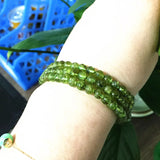 Natural Peridot Olivine Stone Bead Bracelets 4-4.5mm 3 Circle Elastic