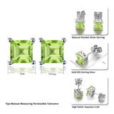 1.2ct Natural Peridot Silver Stud Earring Square Cut Gemstone Women