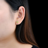 1.2ct Natural Peridot Silver Stud Earring Square Cut Gemstone Women