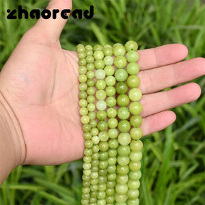 Peridot Stone Beads Round Olive Spacer Beads for Jewelry DIY