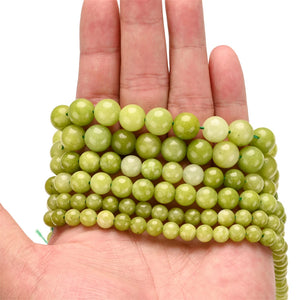 Peridot Stone Beads Round Olive Spacer Beads for Jewelry DIY