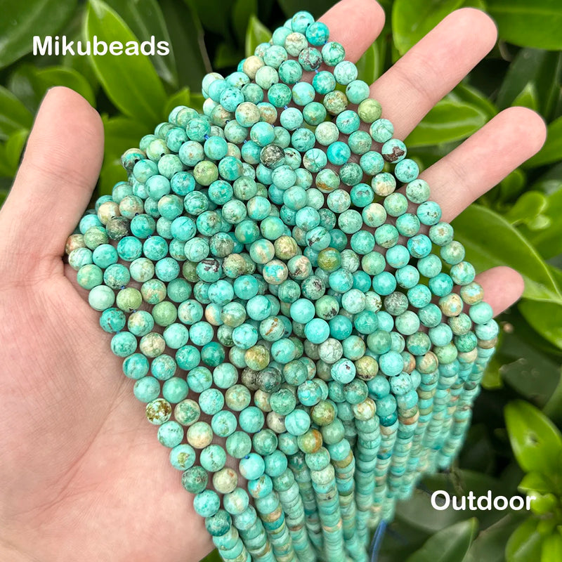 Natural Peru Turquoise Smooth Round Beads 6mm 8mm 10mm A+ Quality DIY Jewelry