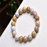 Petrified Wood Stone Beaded Bracelet Retro Nostalgic Stretch Yoga Gift