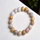 Petrified Wood Stone Beaded Bracelet Retro Nostalgic Stretch Yoga Gift
