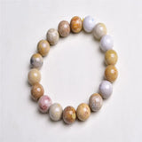 Petrified Wood Stone Beaded Bracelet Retro Nostalgic Stretch Yoga Gift