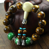 Natural Phoebe Bracelets 12-15mm Beads Tibetan Silver Buddha Prayer Bracelets