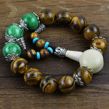 Natural Phoebe Bracelets 12-15mm Beads Tibetan Silver Buddha Prayer Bracelets