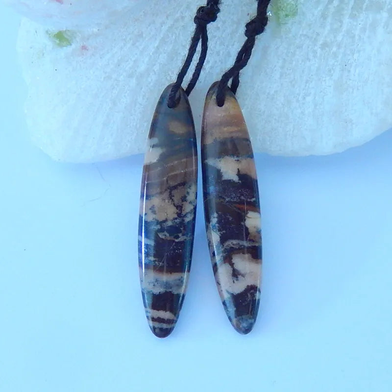 Natural Agate Earrings for Women, Gem Customized Gift, 41x9x4mm