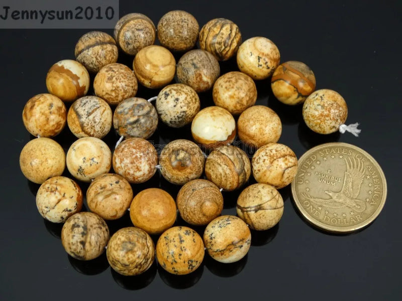 Picture Gems Stones 12mm Round Spacer Loose Beads 15'' Strand