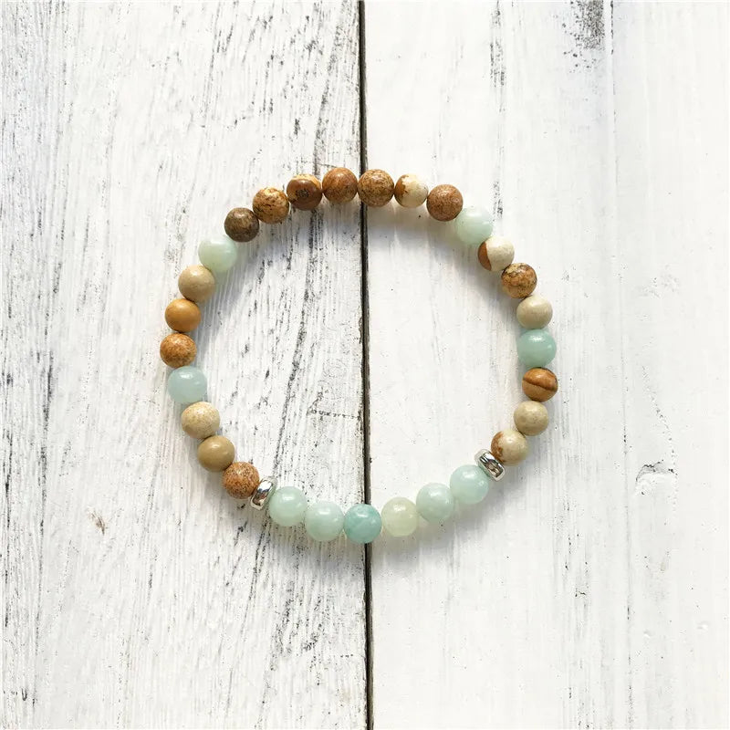 Picture Jasper & Amazonite Bracelet Set 6MM