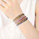 Map Stone Wrap Bracelet Stainless Steel Copper Beads Boho Jewelry