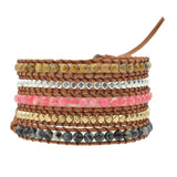 Map Stone Wrap Bracelet Stainless Steel Copper Beads Boho Jewelry
