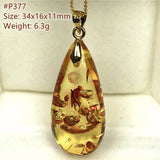 Piebald Amber Pendant Necklace Healing Gift Crystal Beads Silver Gemstone