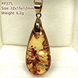 Piebald Amber Pendant Necklace Healing Gift Crystal Beads Silver Gemstone