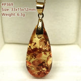 Piebald Amber Pendant Necklace Healing Gift Crystal Beads Silver Gemstone