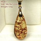 Piebald Amber Pendant Necklace Healing Gift Crystal Beads Silver Gemstone