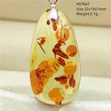 Piebald Yellow Amber Water Drop Pendant Necklace