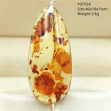 Piebald Yellow Amber Water Drop Pendant Necklace