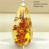 Piebald Yellow Amber Water Drop Pendant Necklace