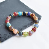 Pink Agate Hand Carved 8mm Round Bead Bracelet