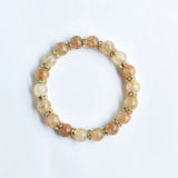 Pink Agate Hand Carved 8mm Round Bead Bracelet