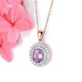 Pink Amethyst Silver Rose Pendant 2.6 Carats S925 Gift