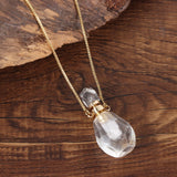 Pink Amethysts Quartz Tiger Eye Perfume Bottle Pendant Necklace