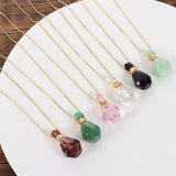 Pink Amethysts Quartz Tiger Eye Perfume Bottle Pendant Necklace