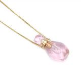Pink Amethyst Perfume Bottle Pendant Necklace